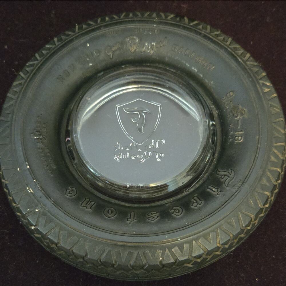 Vintage Firestone Tire Ashtray Clear Glass Mark of Quality Advertising Promo - Picture 4 of 5
